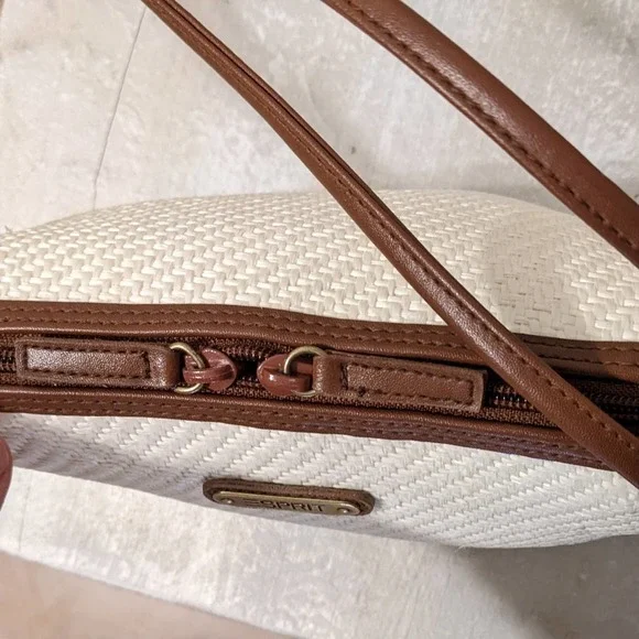 Espirit Cream and Brown Straw Purse  NWOT - Picture 7 of 7